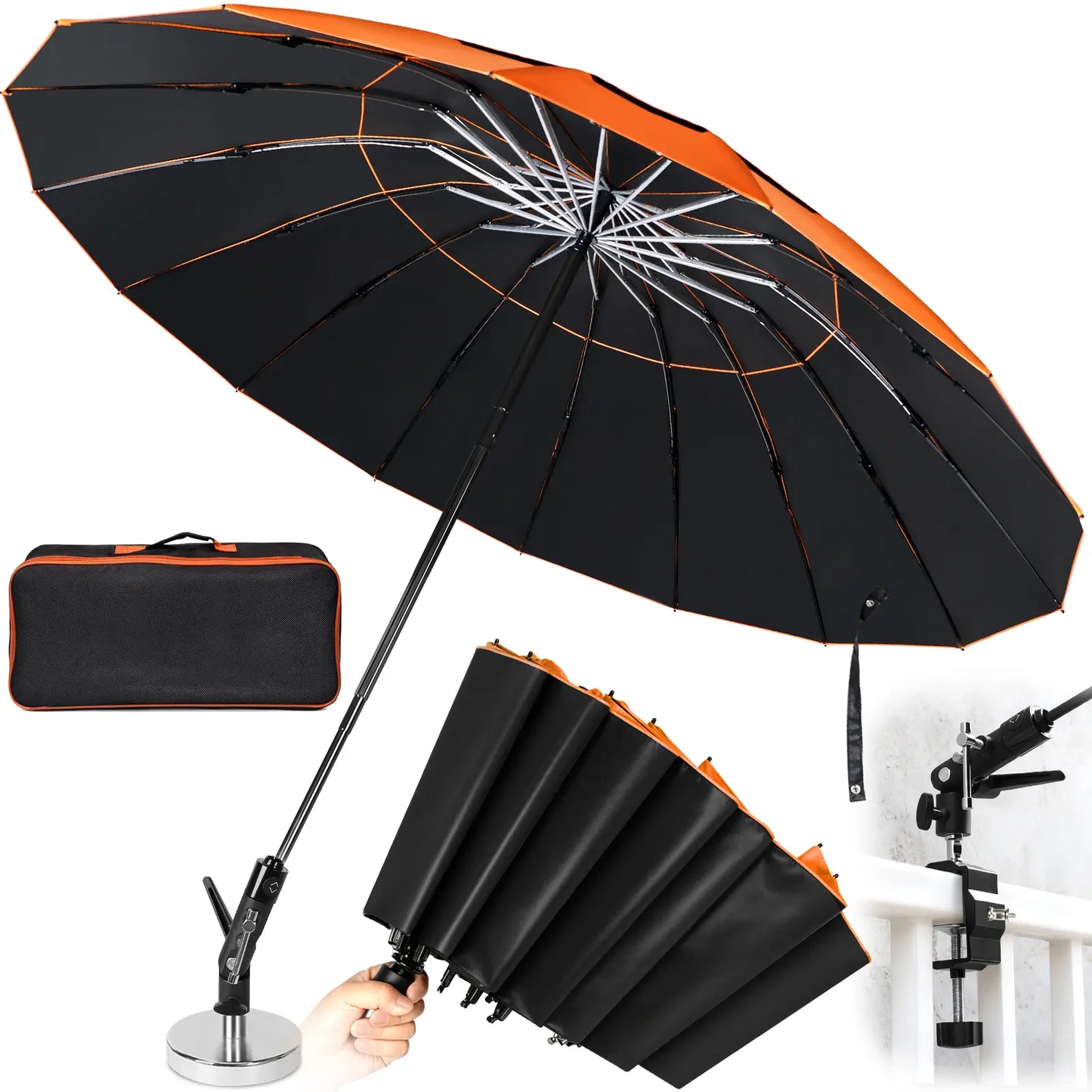 Goyaki Folding 16 Ribs Magnetic Umbrella, Designed for Outdoor Work