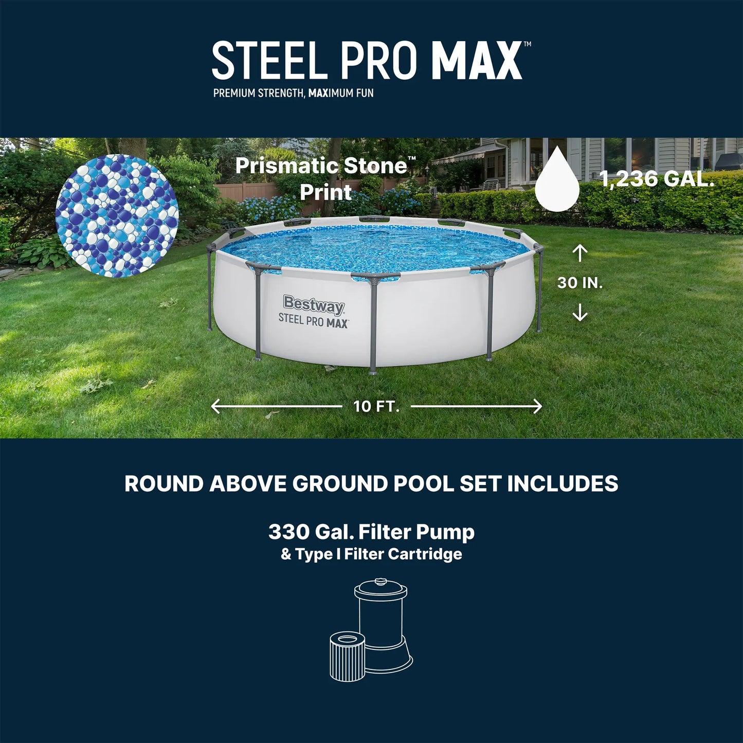 Goyaki Round Above Ground Outdoor Swimming Pool with Pump